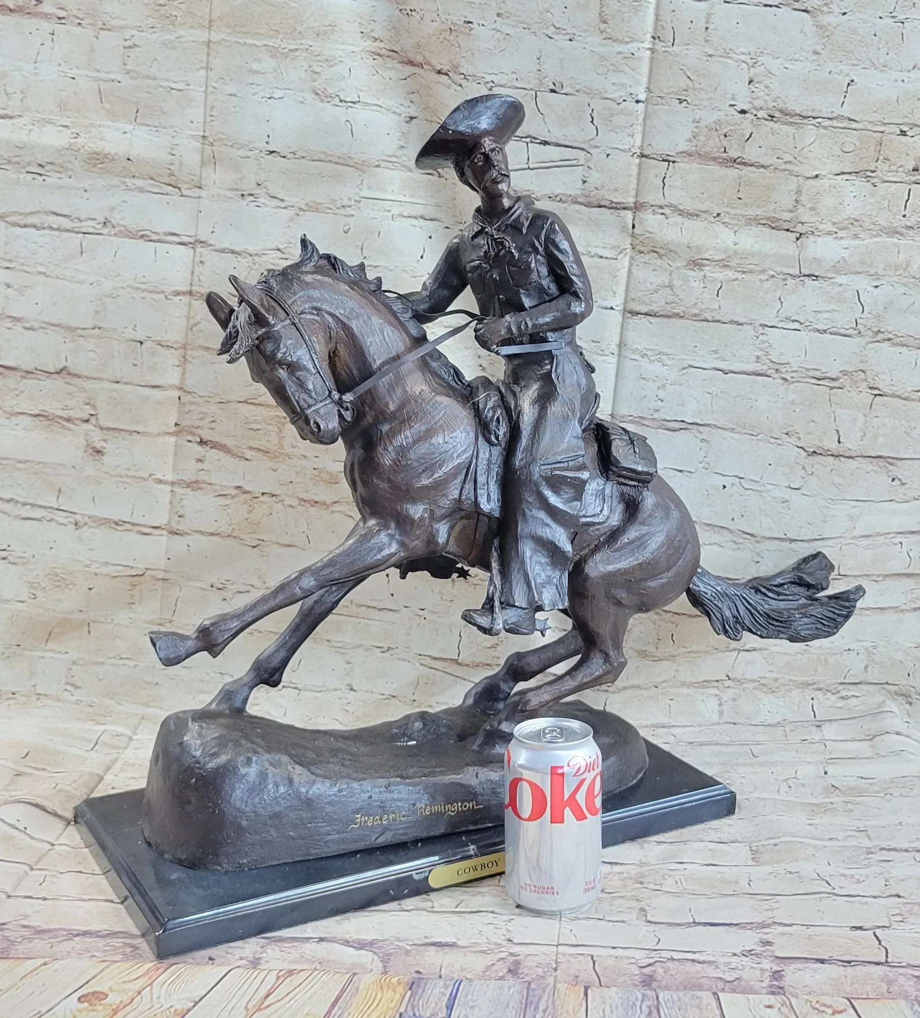 Frederic Remington COWBOY on Horseback Bronze Sculpture Statue Western Decor