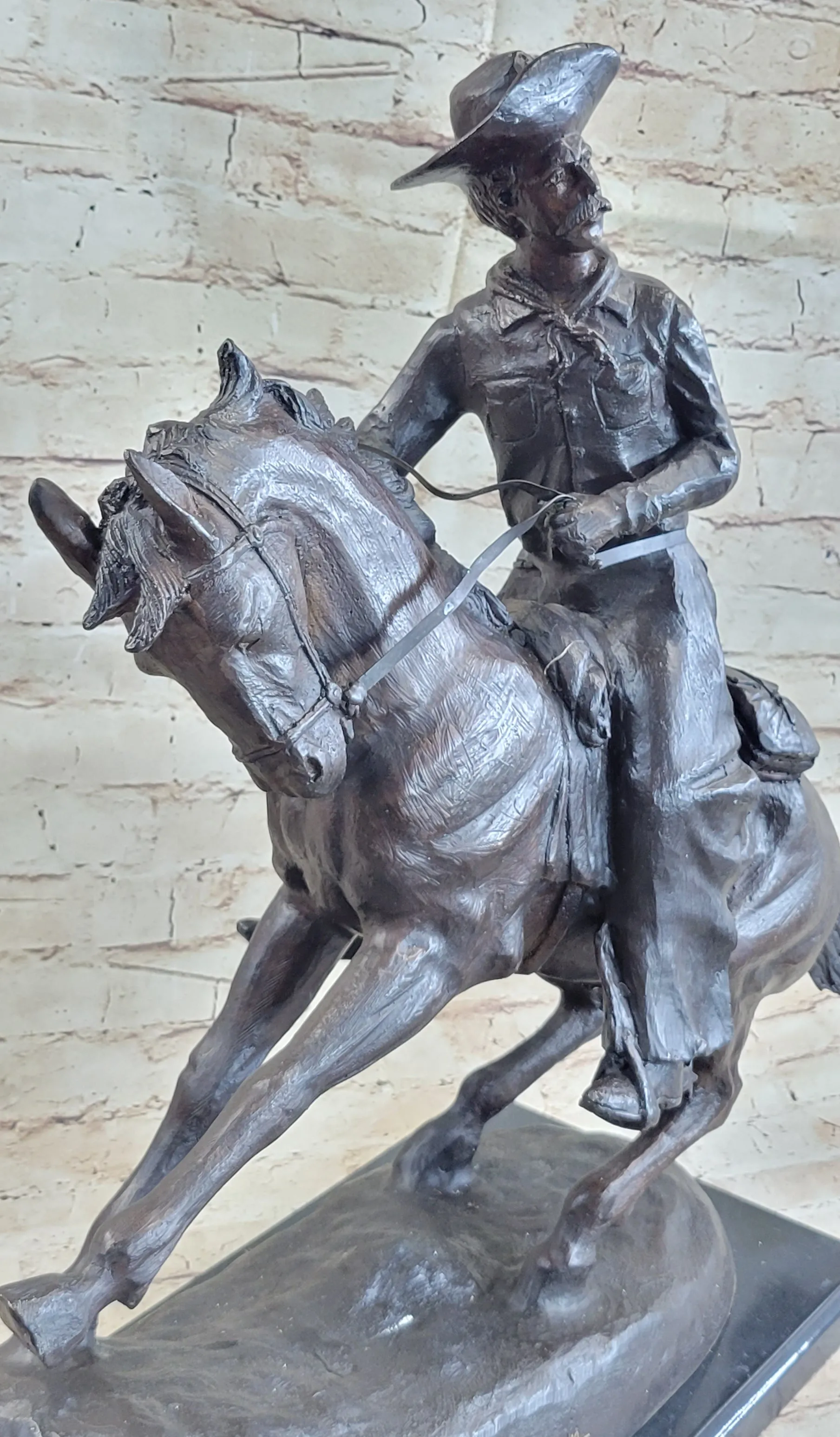 Frederic Remington COWBOY on Horseback Bronze Sculpture Statue Western Decor