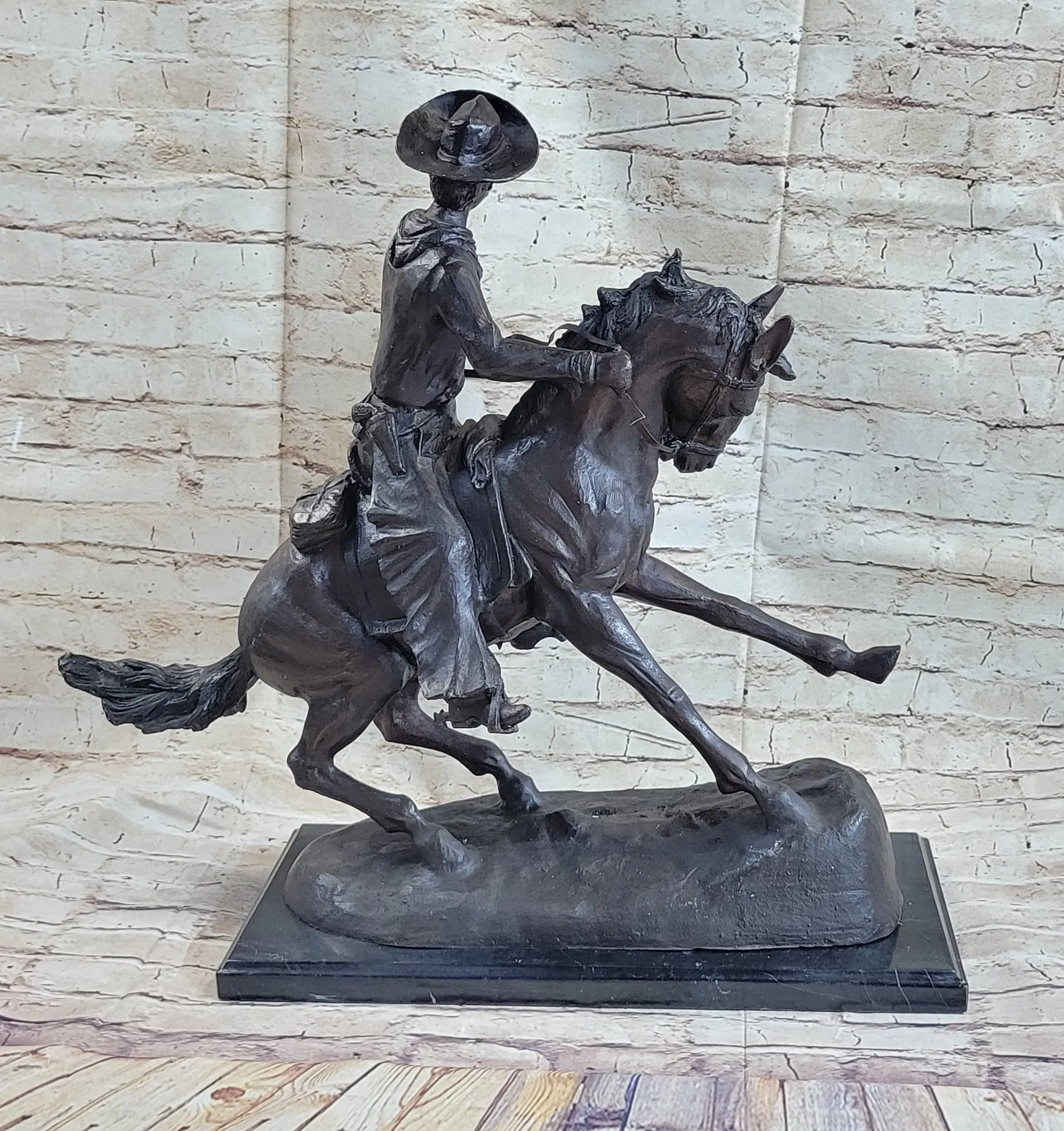 Frederic Remington COWBOY on Horseback Bronze Sculpture Statue Western Decor