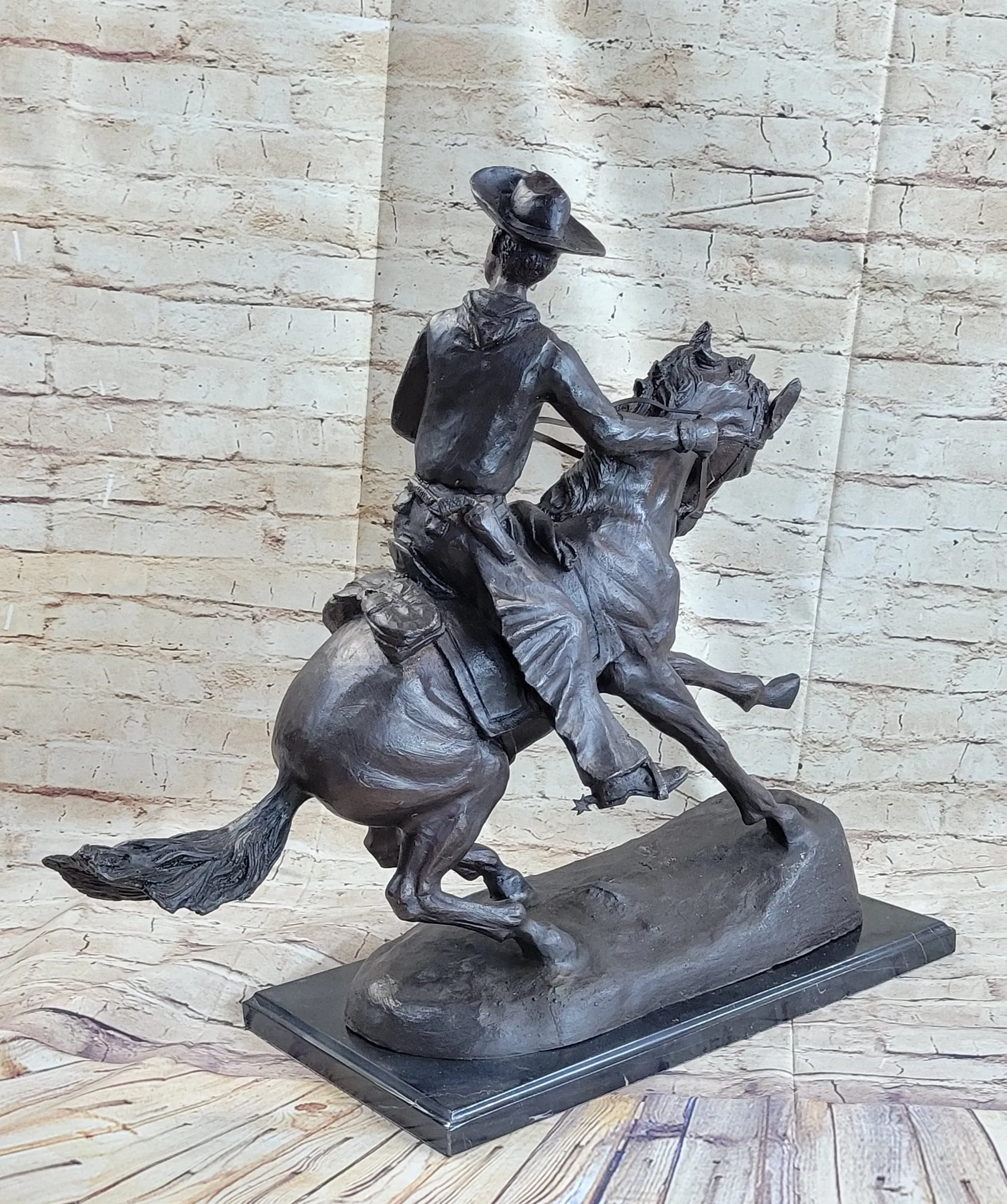 Frederic Remington COWBOY on Horseback Bronze Sculpture Statue Western Decor
