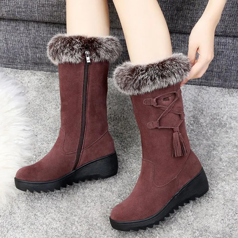 Fur Non-slip Warm Zipper Snow Boots