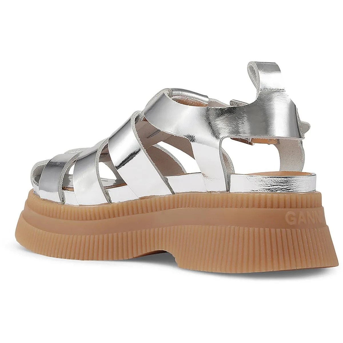Ganni Womens Creep Gladiator Open Back Gladiator Sandals