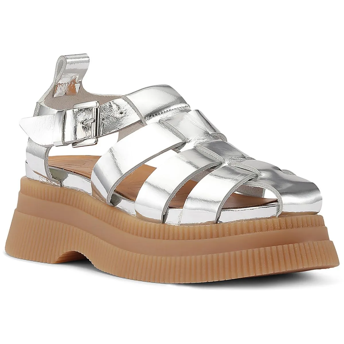 Ganni Womens Creep Gladiator Open Back Gladiator Sandals