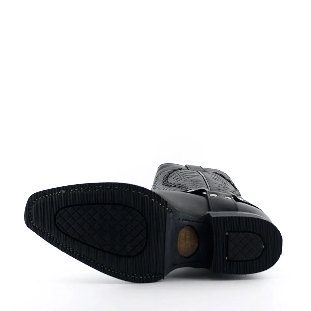 Grinders - Galveston Black Leather Cowboy / Western  Style Boots