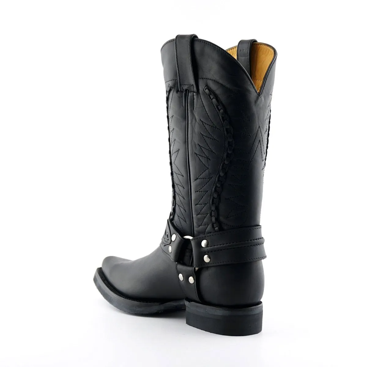 Grinders - Galveston Black Leather Cowboy / Western  Style Boots