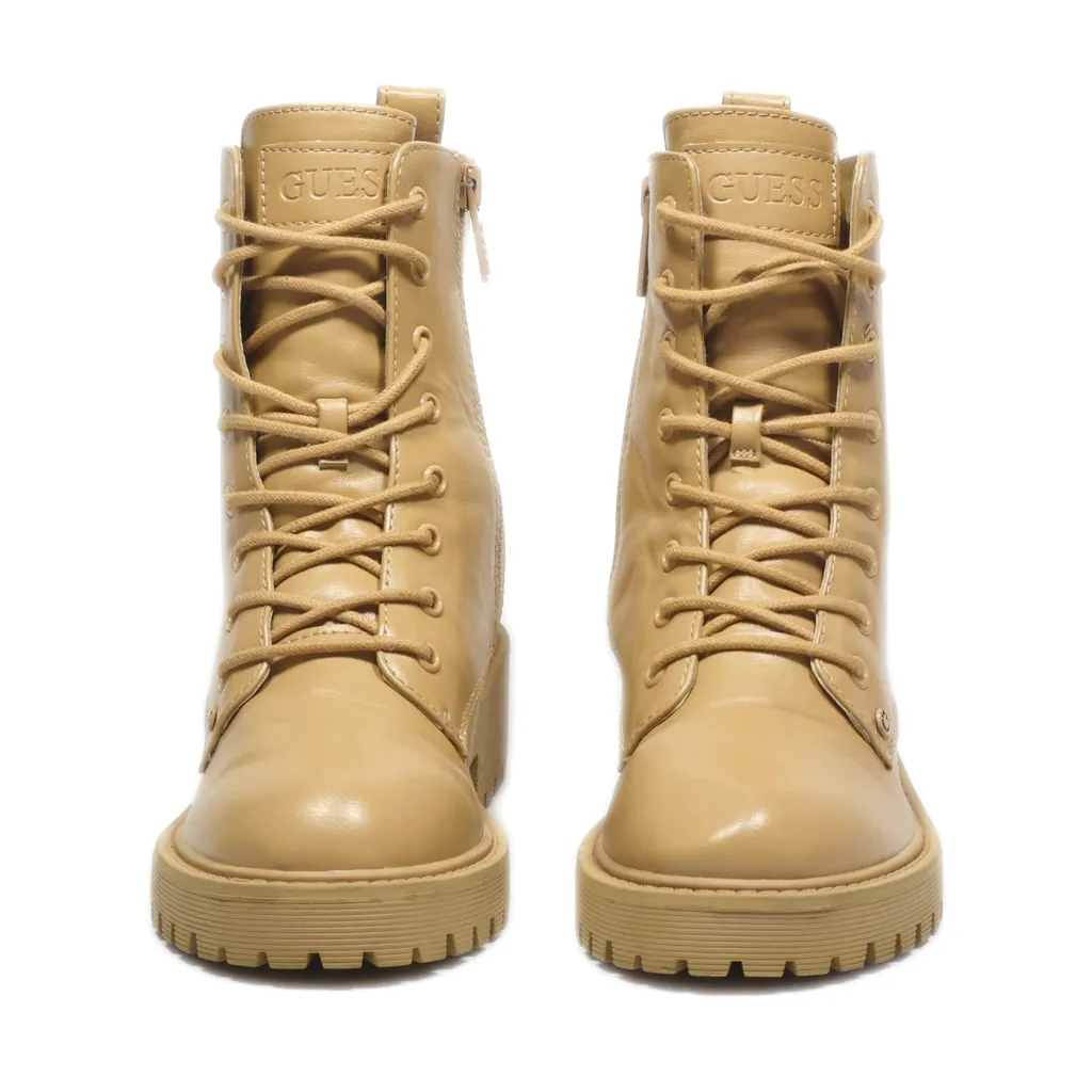 Guess Wgupon-C Ankle Boots Leather Beige Colour For Women