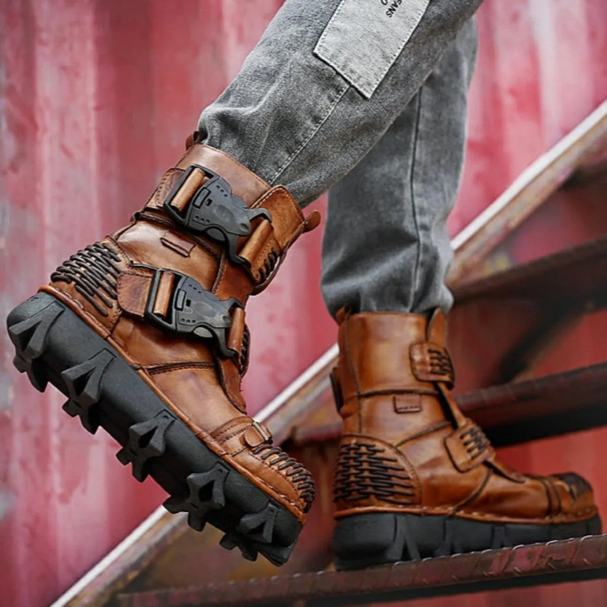 Handmade Western Cowboy Leather Boots, Brown