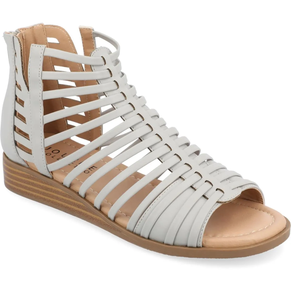 Journee Collection Womens Delilah Faux-Leather Zipper Gladiator Sandals