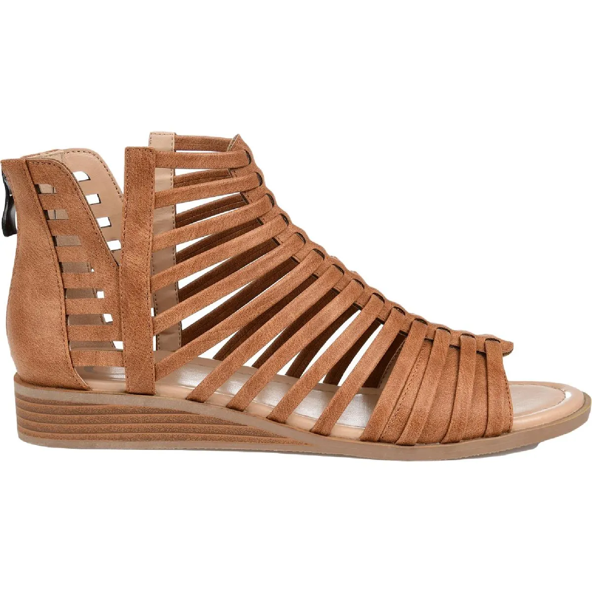 Journee Collection Womens Delilah Faux-Leather Zipper Gladiator Sandals
