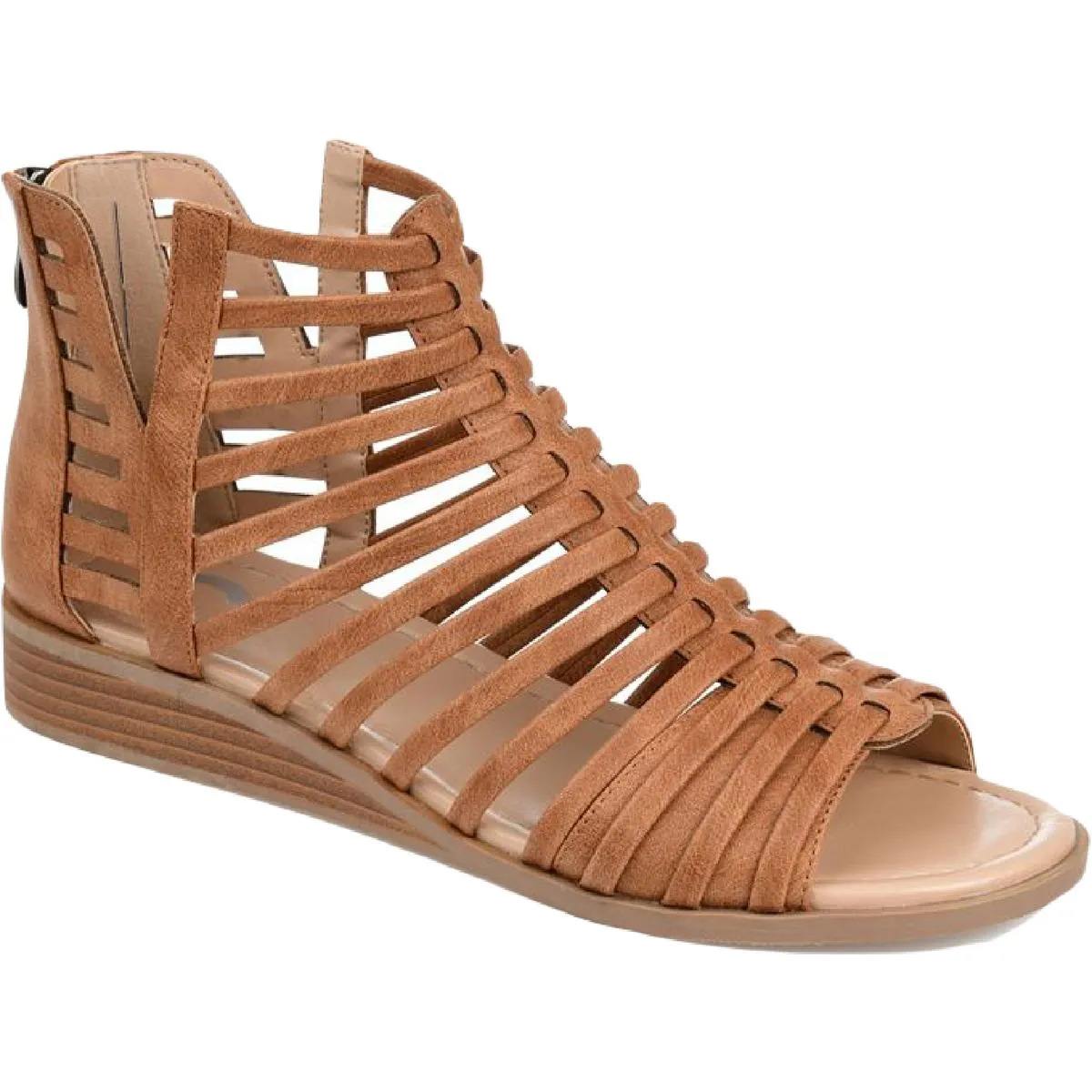 Journee Collection Womens Delilah Faux-Leather Zipper Gladiator Sandals
