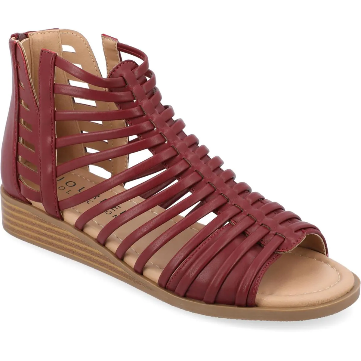 Journee Collection Womens Delilah Faux-Leather Zipper Gladiator Sandals