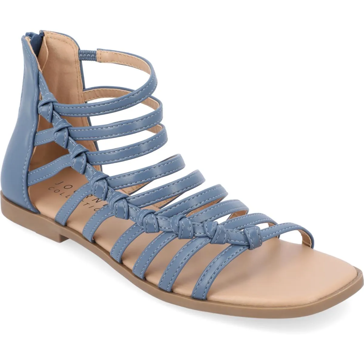 Journee Collection Womens Petrra Faux Leather Ankle Gladiator Sandals