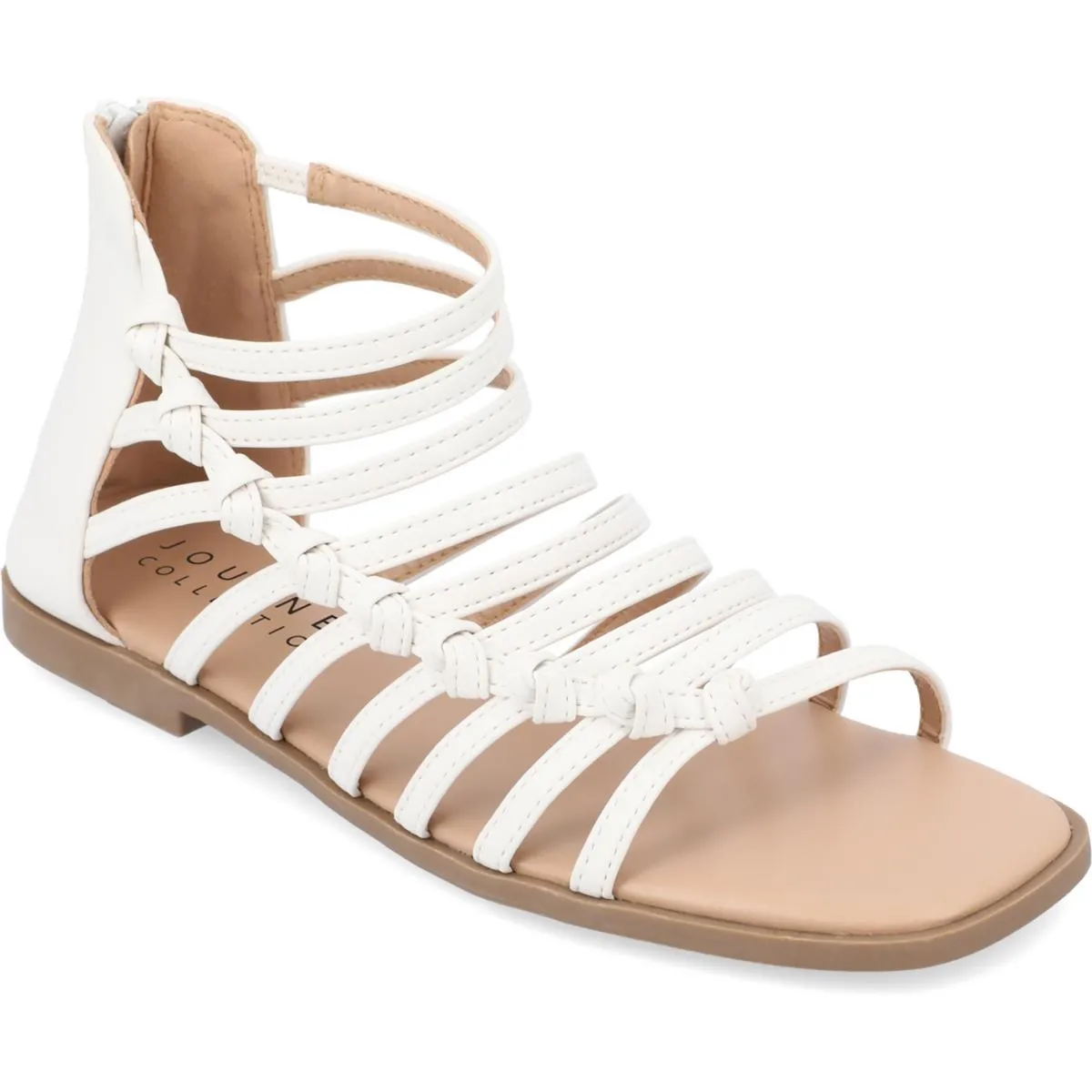 Journee Collection Womens Petrra Faux Leather Ankle Gladiator Sandals