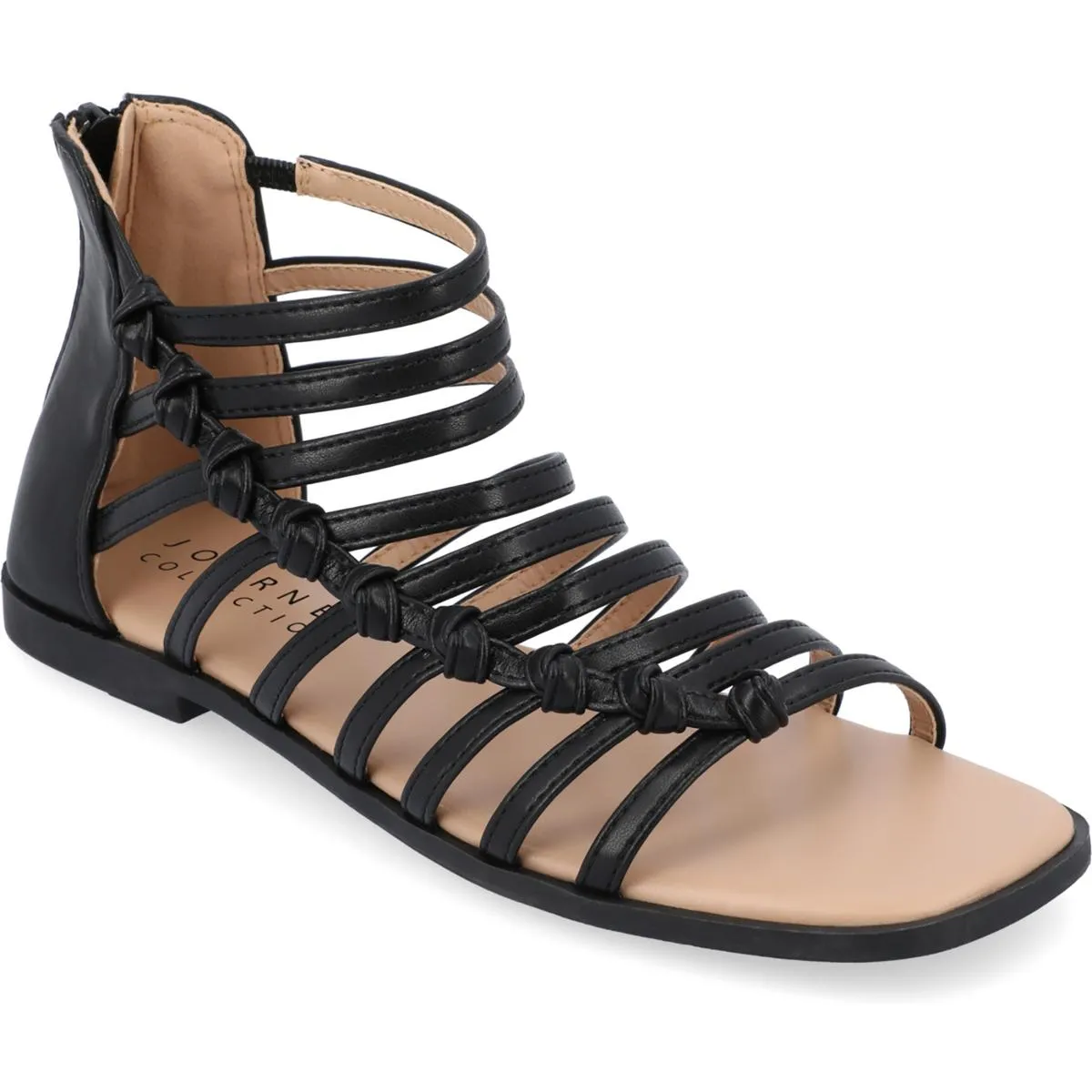 Journee Collection Womens Petrra Faux Leather Ankle Gladiator Sandals