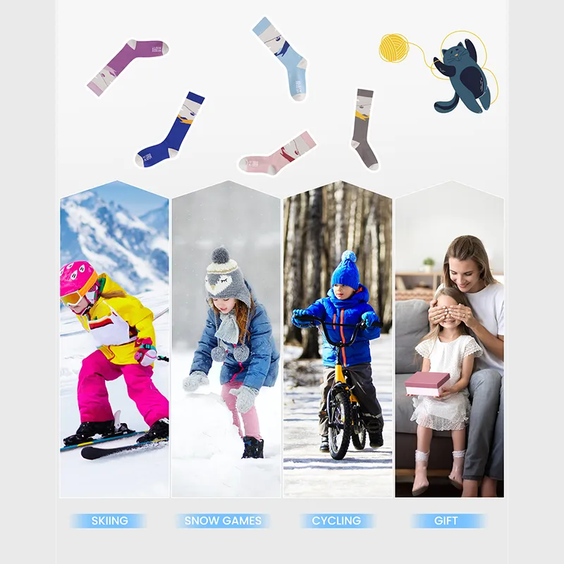Kids Ultra-soft Cotton Ski Socks 2/3 Pairs