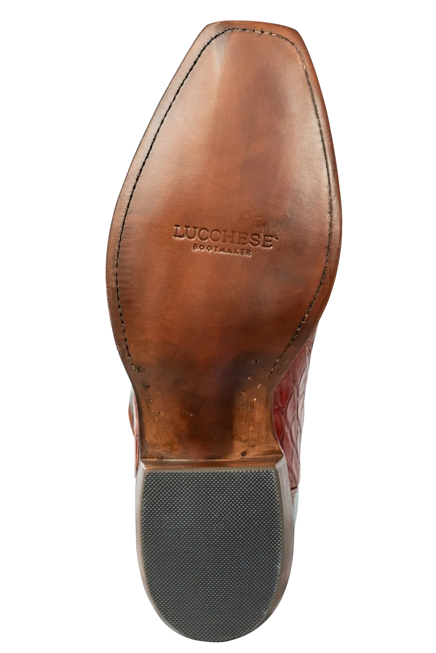 Lucchese Men's Cibolo Giant American Alligator Cowboy Boots - Antique Redwood