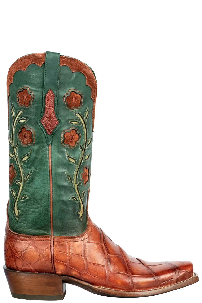 Lucchese Men's Cibolo Giant American Alligator Cowboy Boots - Antique Redwood