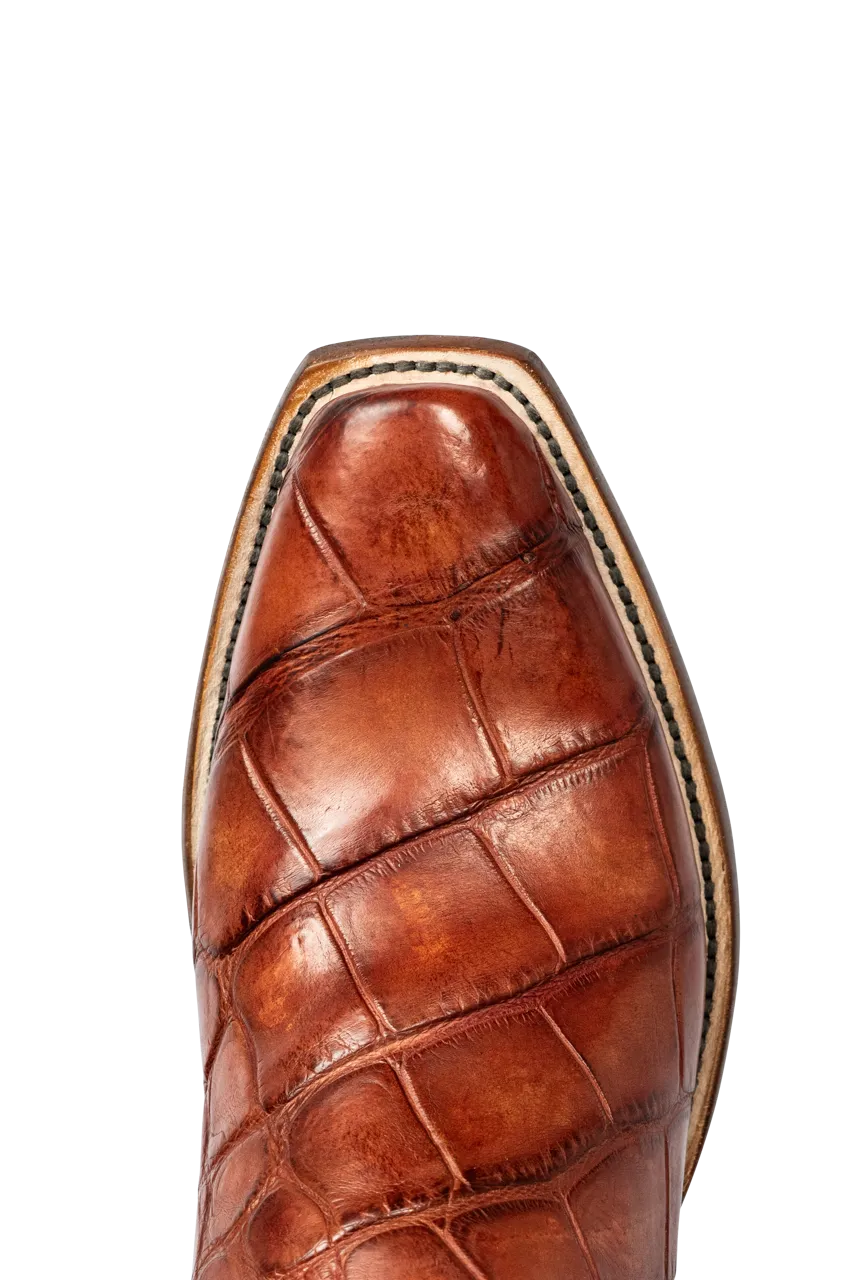 Lucchese Men's Cibolo Giant American Alligator Cowboy Boots - Antique Redwood