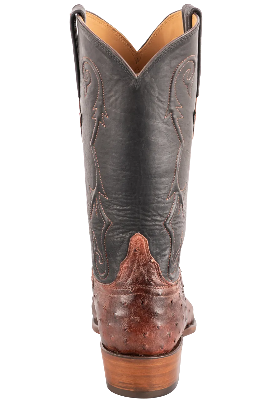 Lucchese Men's Full Quill Ostrich Cowboy Boots - Antique Mahogany