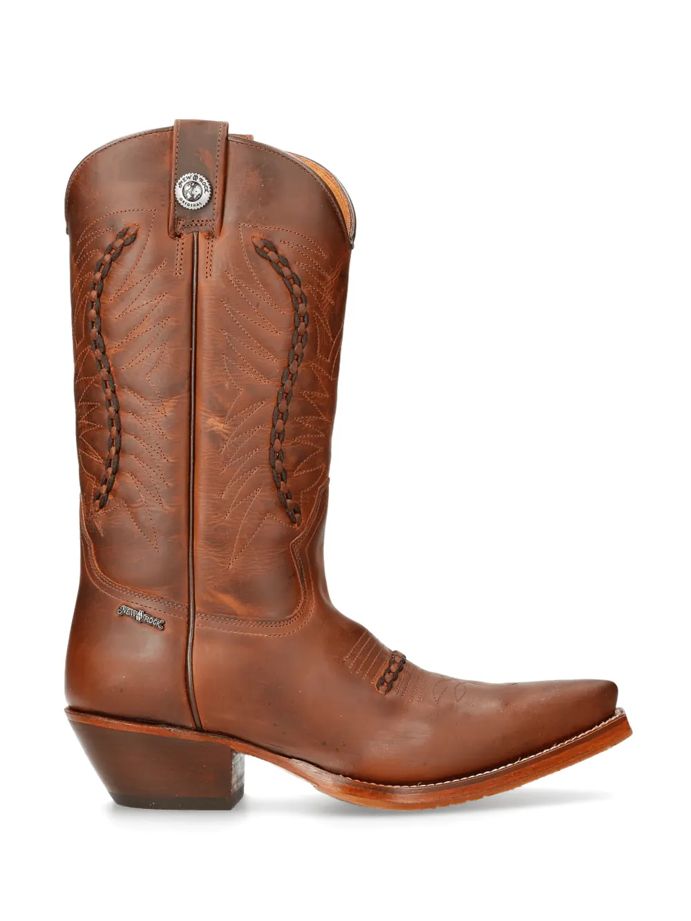 NEW ROCK Men's Western Zip-Up Brown Leather Boots
