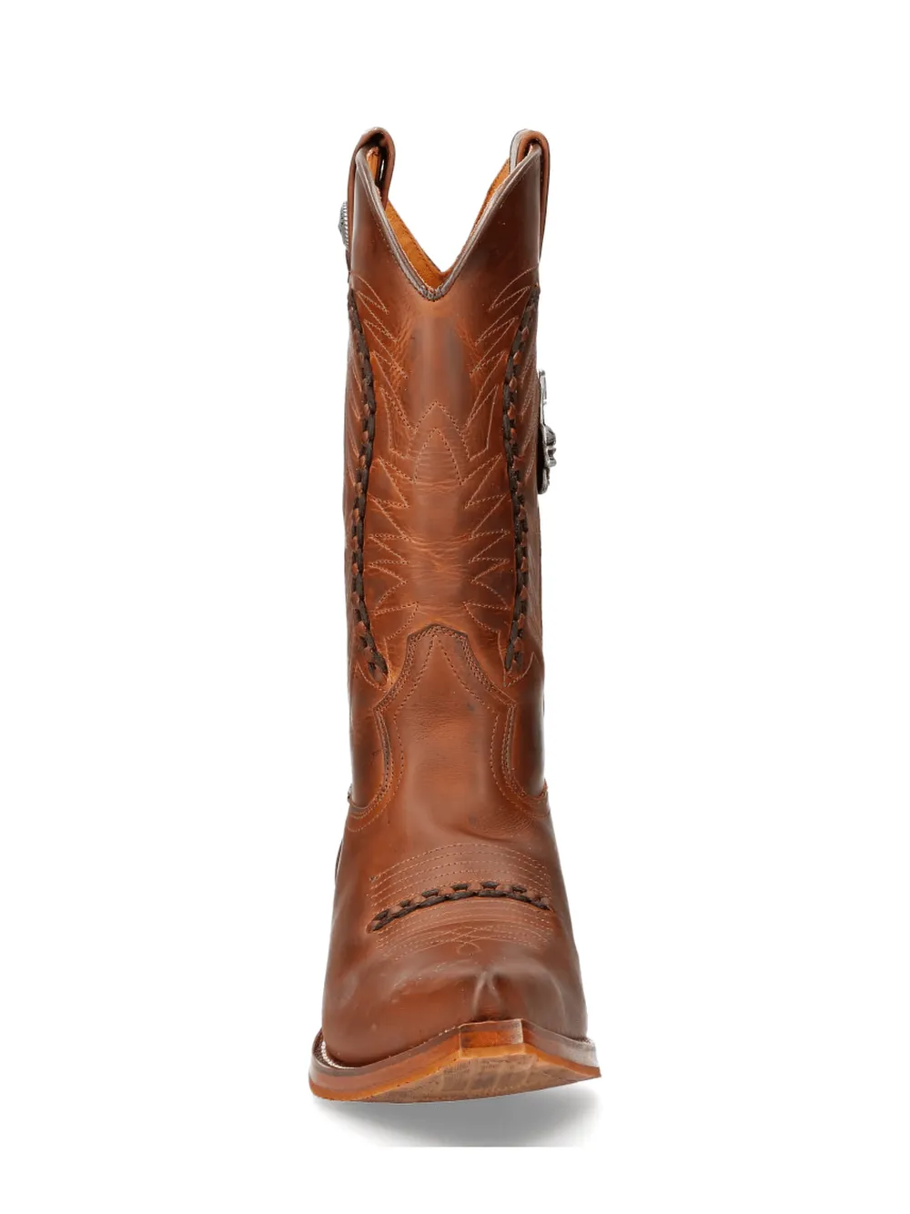 NEW ROCK Men's Western Zip-Up Brown Leather Boots