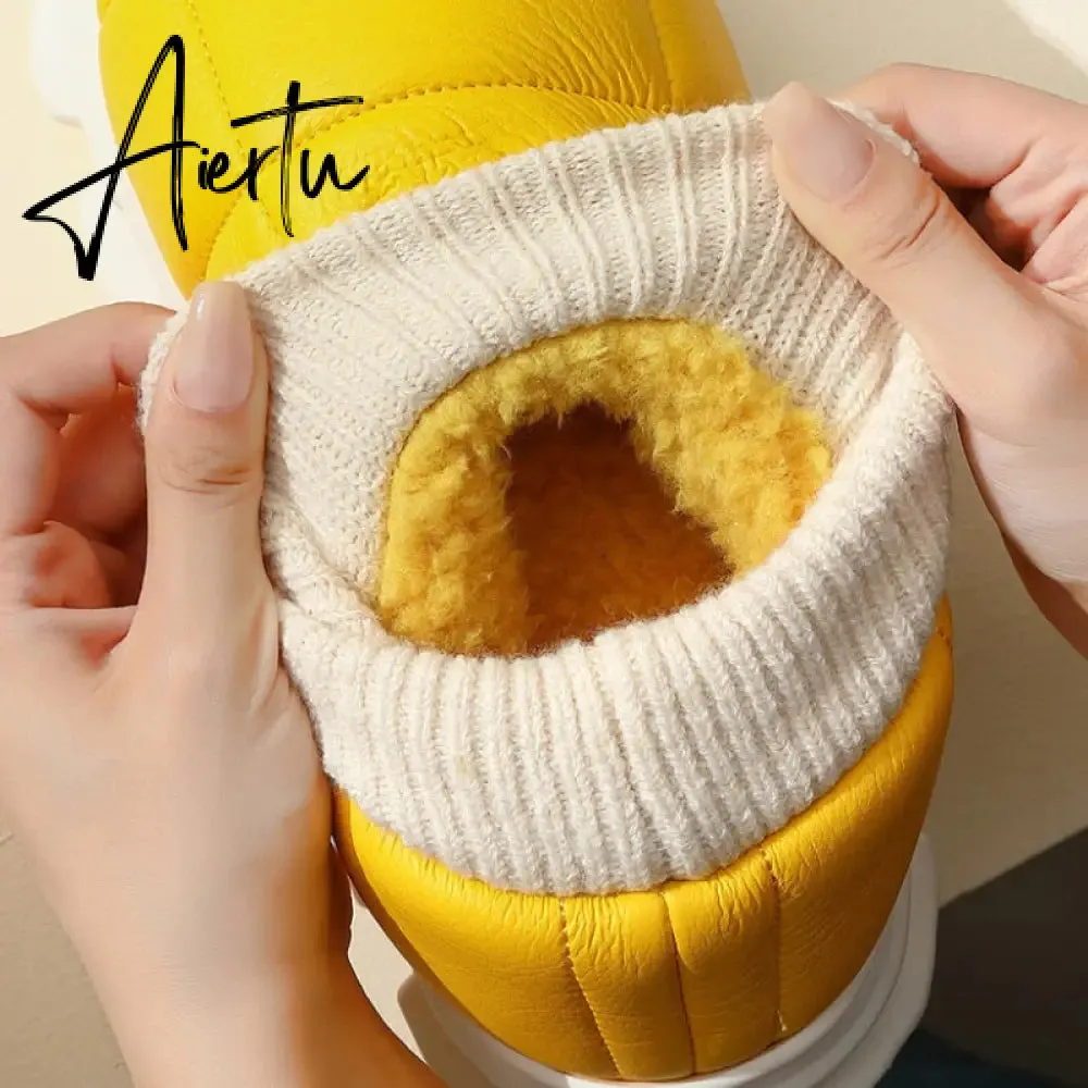 Platform Boots for Women Winter Casual Cotton Shoes for Female Outdoor Non-slip Waterproof PU Leather Laides Ankle Boot