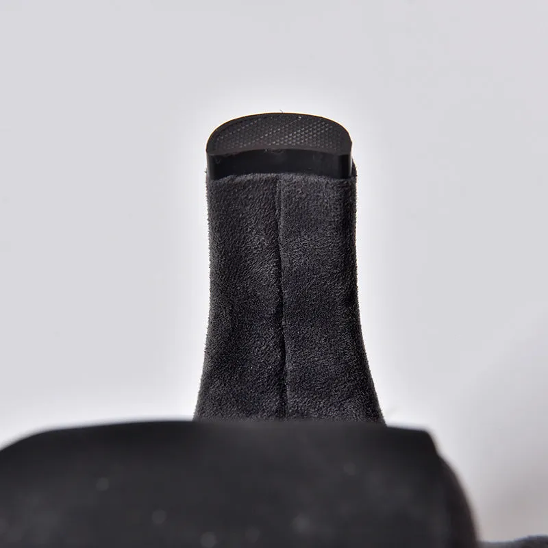 Pointed Thick Heel Knee Stretch Boots