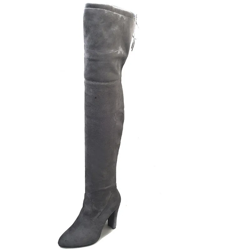 Pointed Thick Heel Knee Stretch Boots