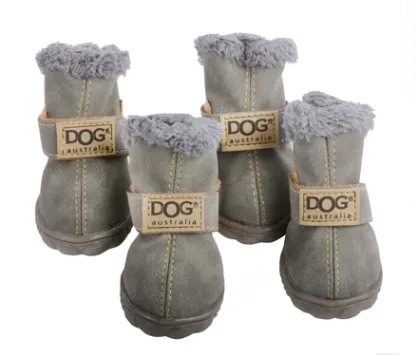 PU Leather Suede Dog Snow Boots
