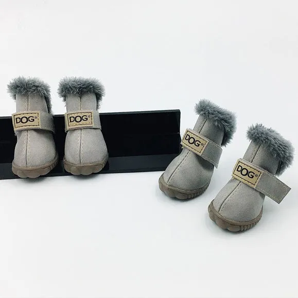 PU Leather Suede Dog Snow Boots