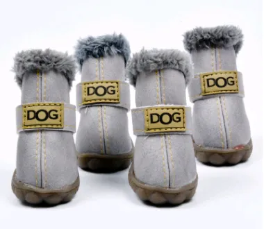 PU Leather Suede Dog Snow Boots