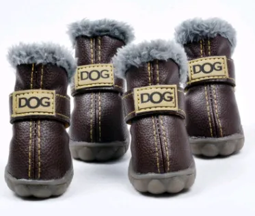 PU Leather Suede Dog Snow Boots