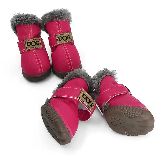 PU Leather Suede Dog Snow Boots