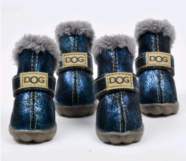 PU Leather Suede Dog Snow Boots