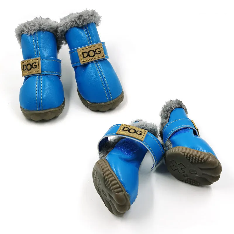 PU Leather Suede Dog Snow Boots