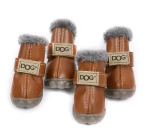 PU Leather Suede Dog Snow Boots