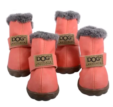 PU Leather Suede Dog Snow Boots