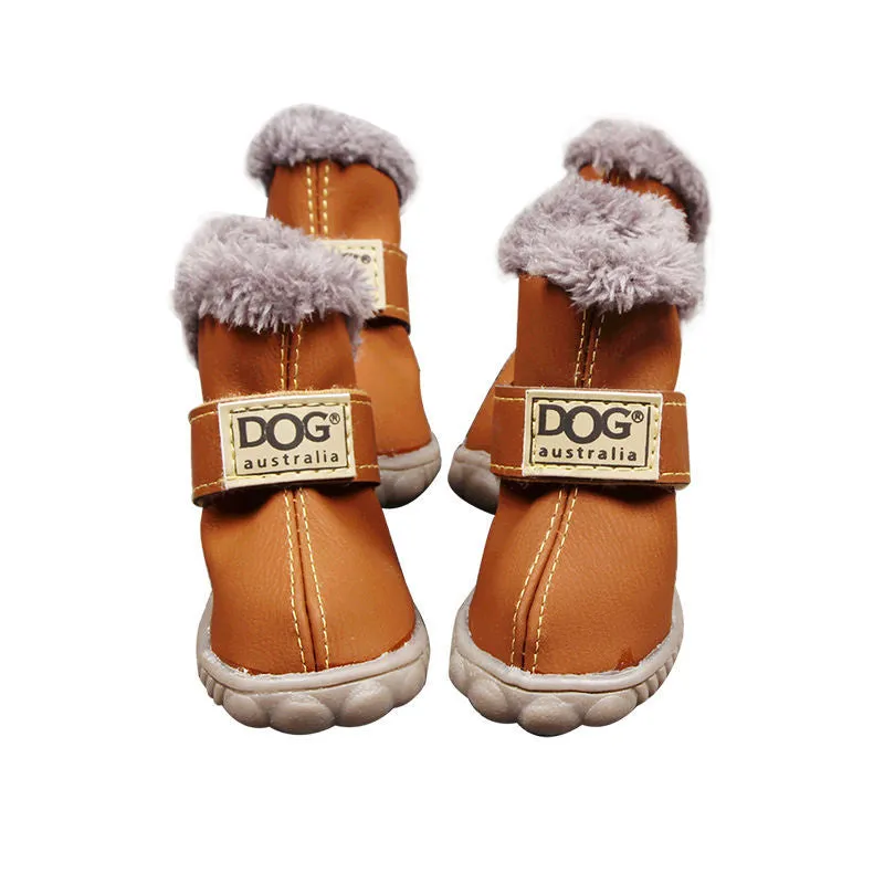PU Leather Suede Dog Snow Boots