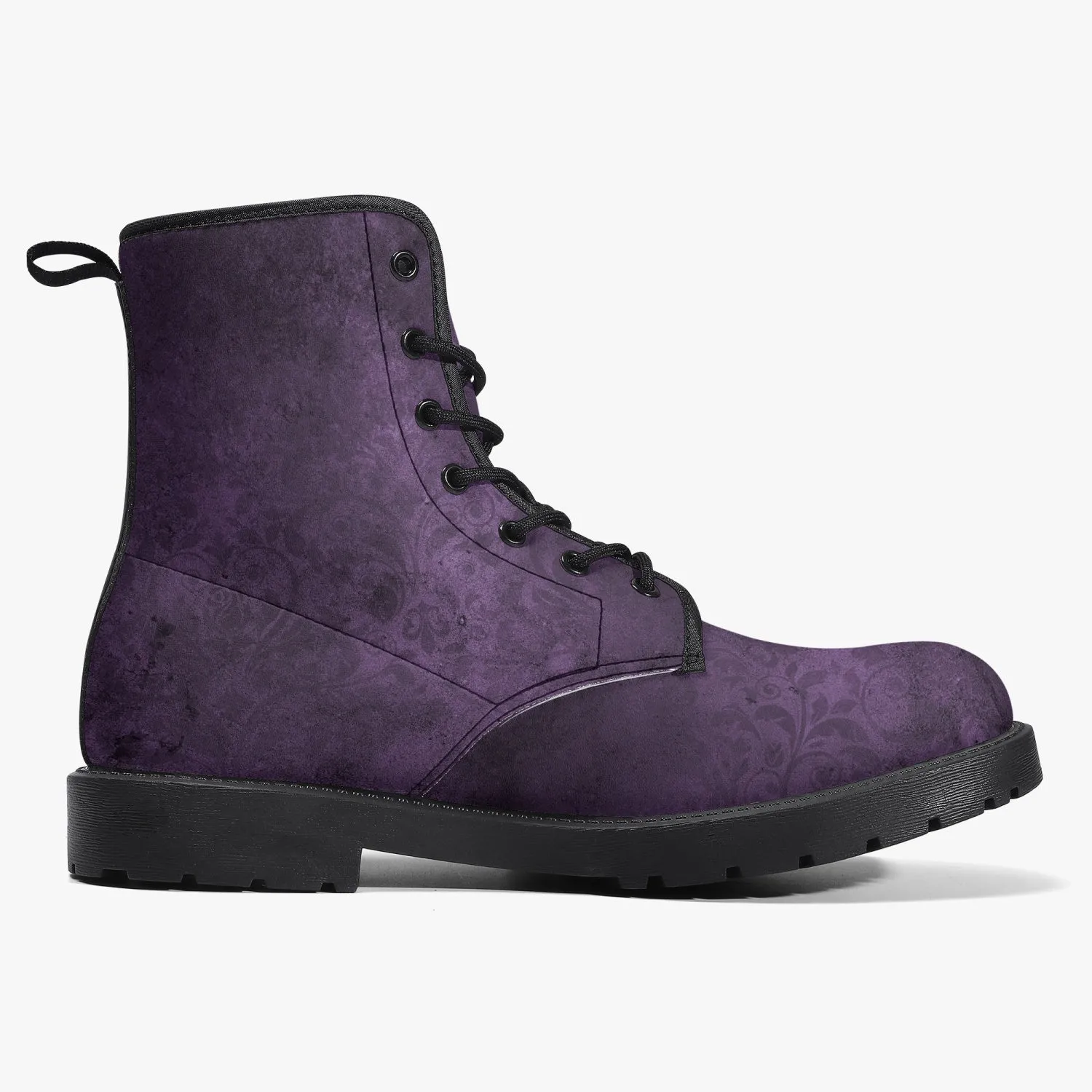 Purple Gothic Grunge Vegan leather Combat Boots - Vegan Leather Purple Boots (JPREG68)