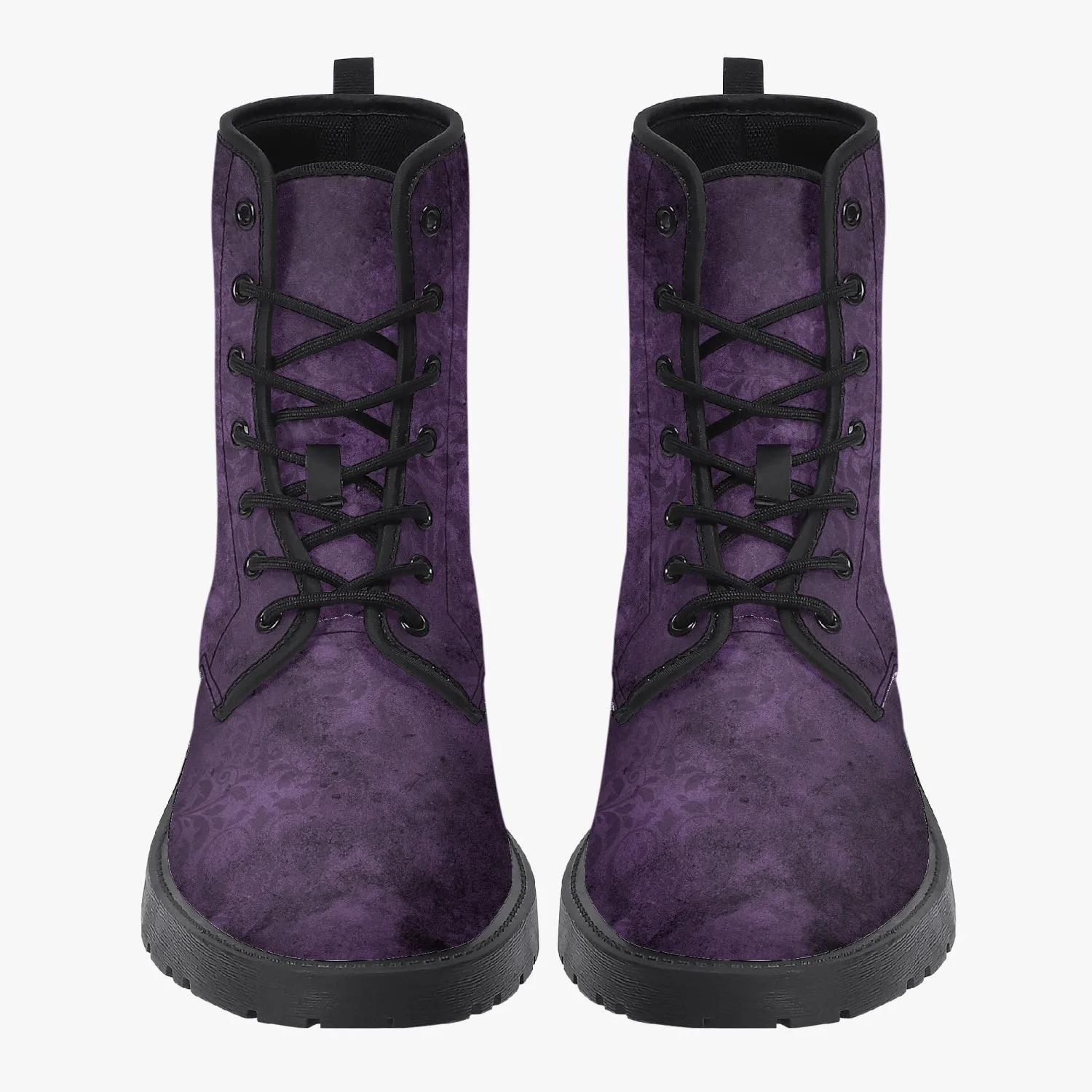 Purple Gothic Grunge Vegan leather Combat Boots - Vegan Leather Purple Boots (JPREG68)