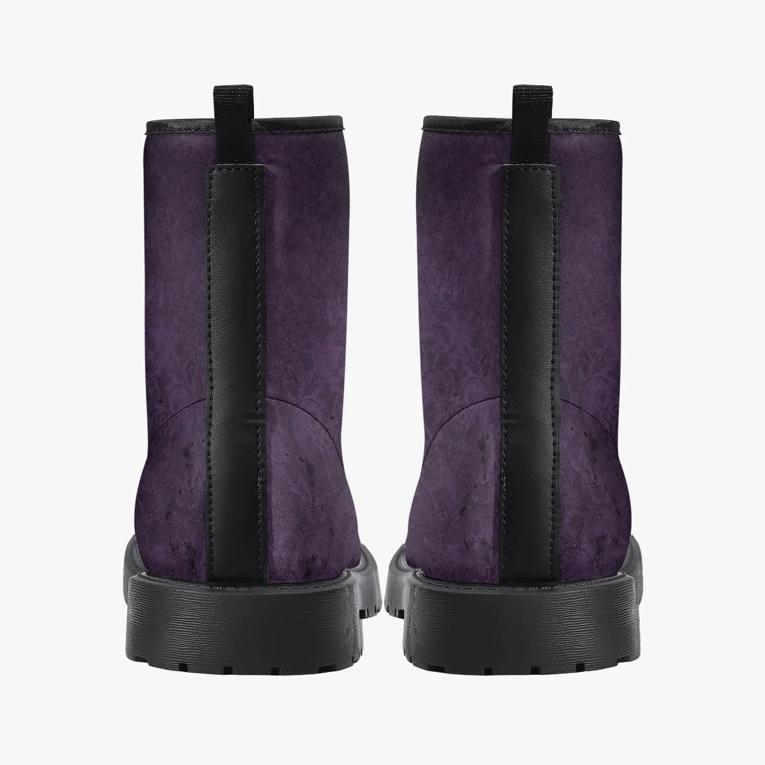 Purple Gothic Grunge Vegan leather Combat Boots - Vegan Leather Purple Boots (JPREG68)