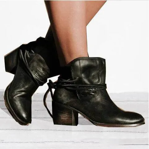 Round Toe Low Heel Ankle Boots