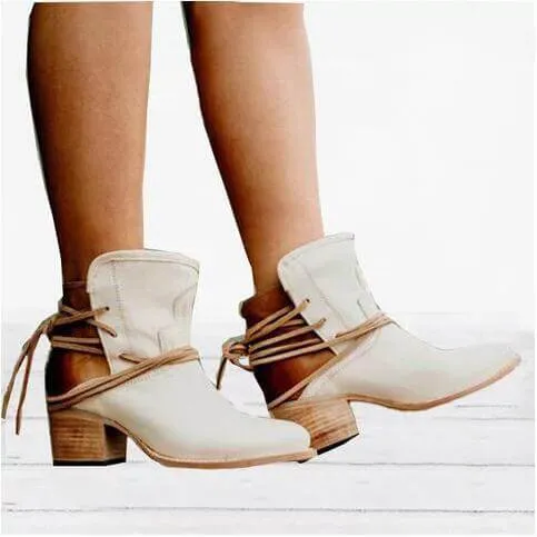 Round Toe Low Heel Ankle Boots