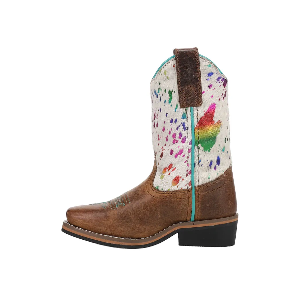Rumi Cow Metallic Square Toe Cowboy Boots (Little Kid-Big Kid)