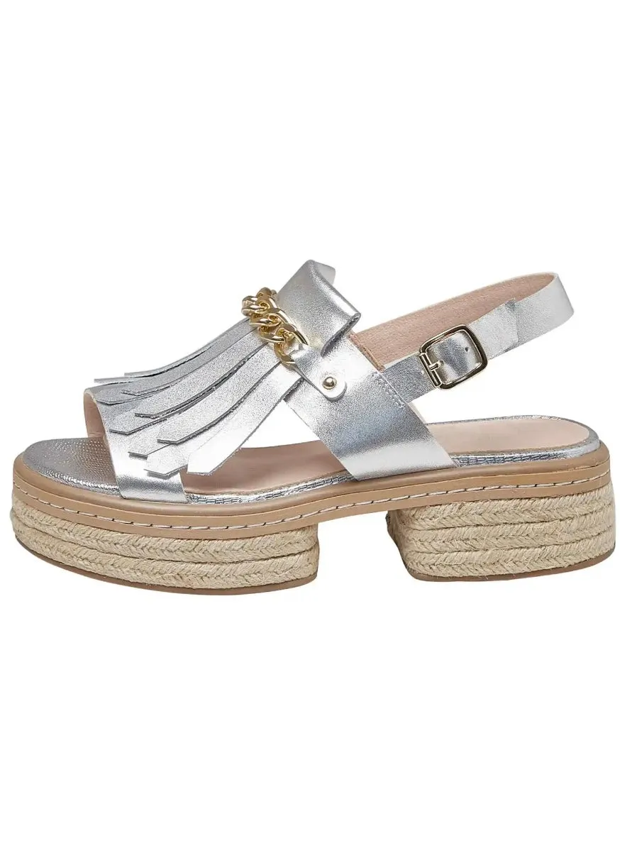 Silver Roman gladiator tassels sandals