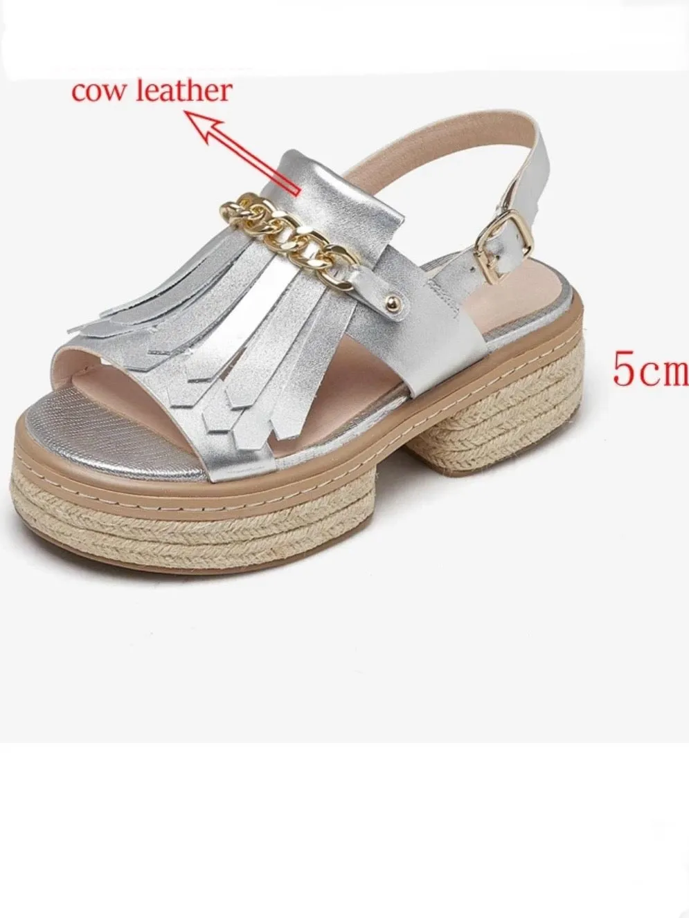 Silver Roman gladiator tassels sandals