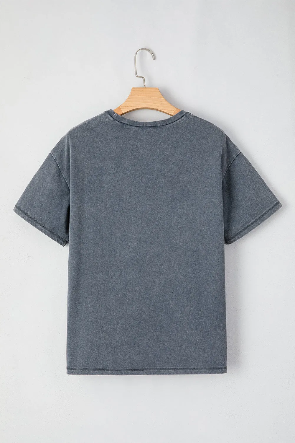 Slate Gray Western Cowboy Boots & Roses Drop Shoulder Cotton Tee