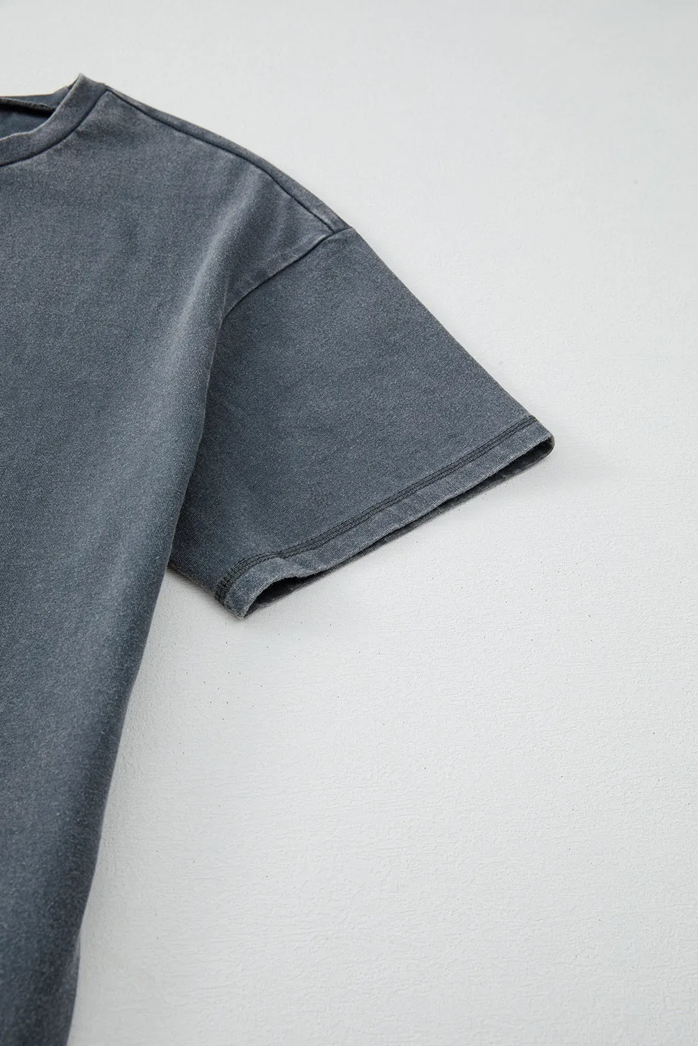 Slate Gray Western Cowboy Boots & Roses Drop Shoulder Cotton Tee