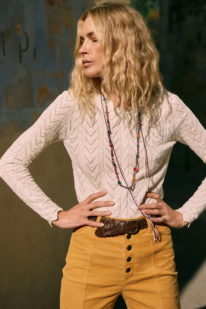 SPELL-LOU LOU KNIT TOP-SNOW