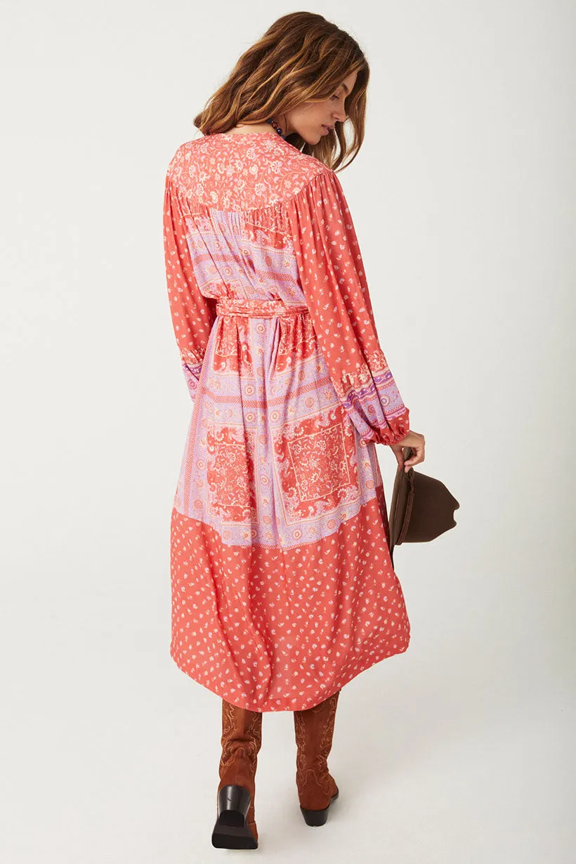 Spell Sunshine Bandit Button Though Dress - Cayenne